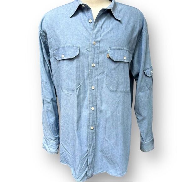 Vintage Pendleton Blue Cotton Work Shirt RN 29685 Men's size Large L - Picture 11 of 11